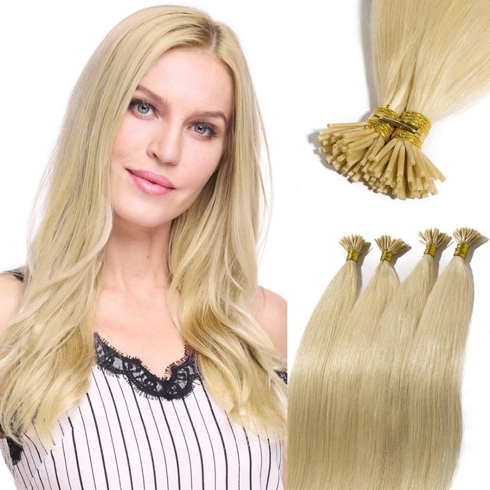 Full Shine I Tip Real Human Hair Extensions Blonde
